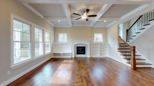Family Room With Coffered Ceiling